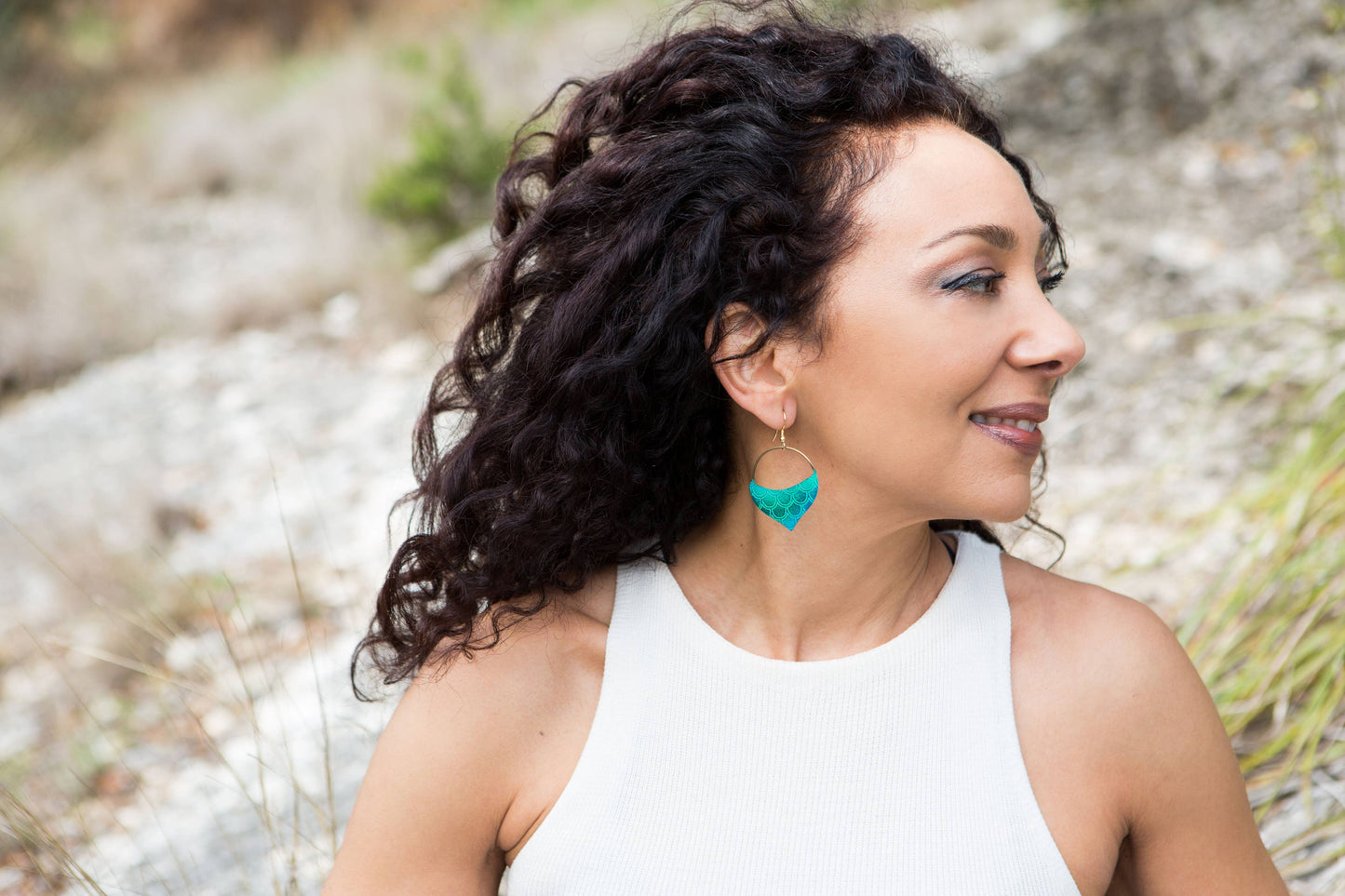 Jaladhi Mermaid Teal Drop Earrings