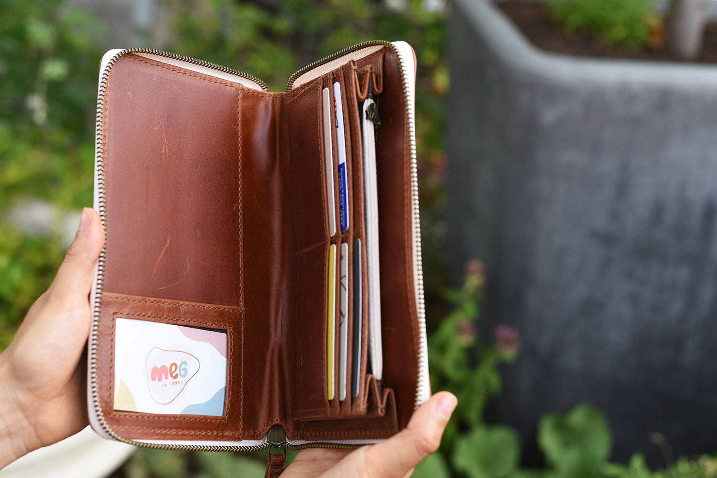 Zipper Leather Wallet Wristlet