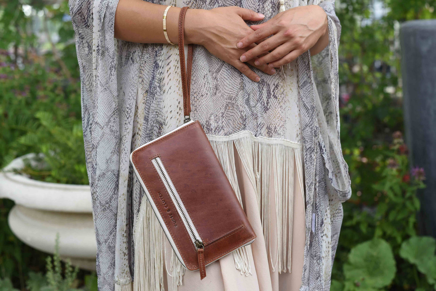 Zipper Leather Wallet Wristlet