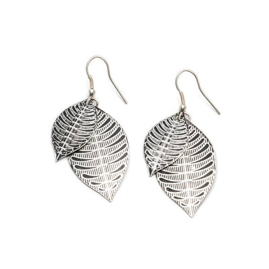 Sanctuary Silver Leaf Drop Earrings