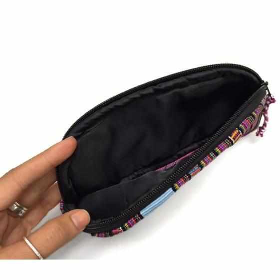 Up-cycled Half Moon Huipil Cosmetic Bag - Guatemala: Small