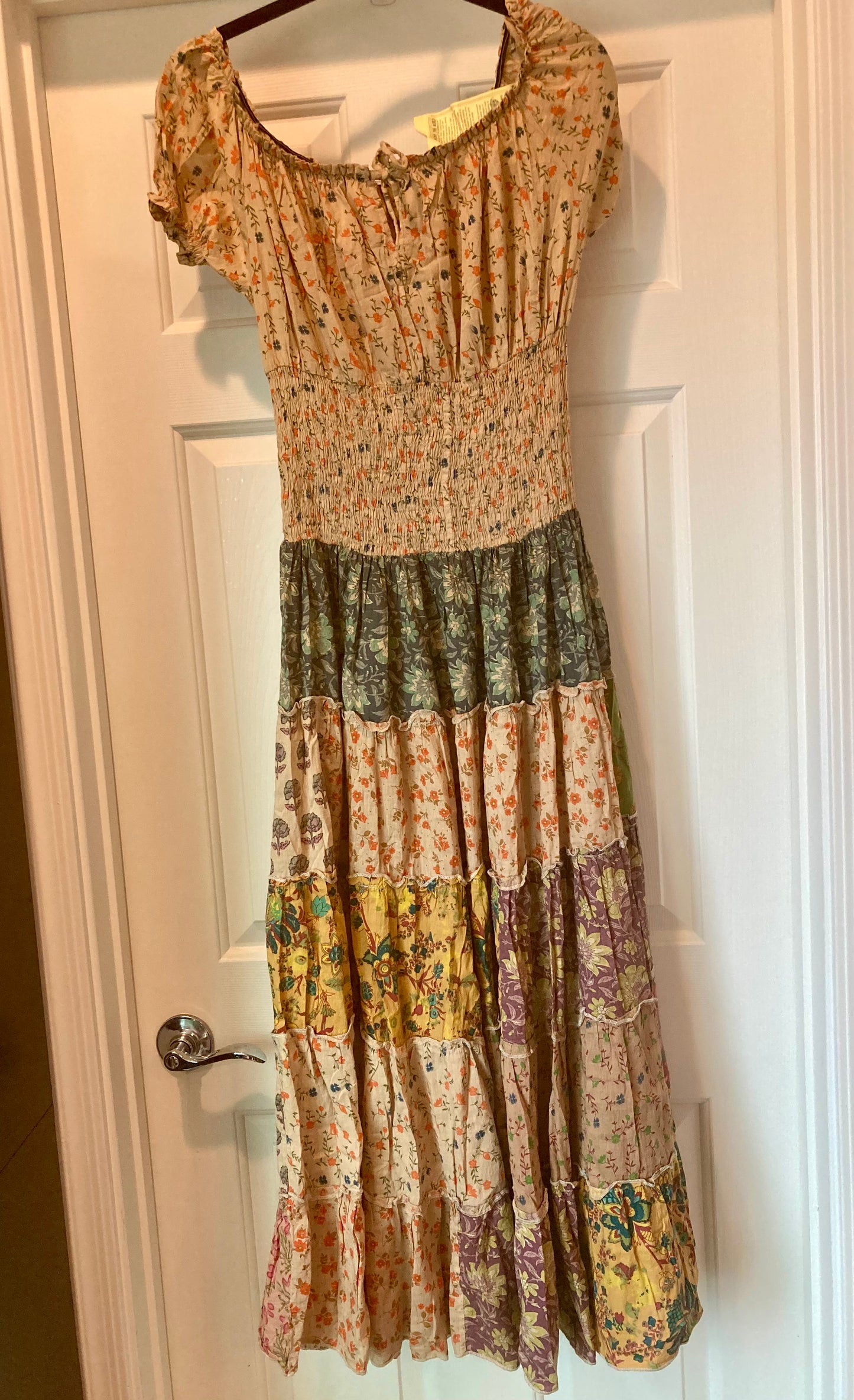 Little Wing Multi-Tiered Corset Style Long Patchwork Dress