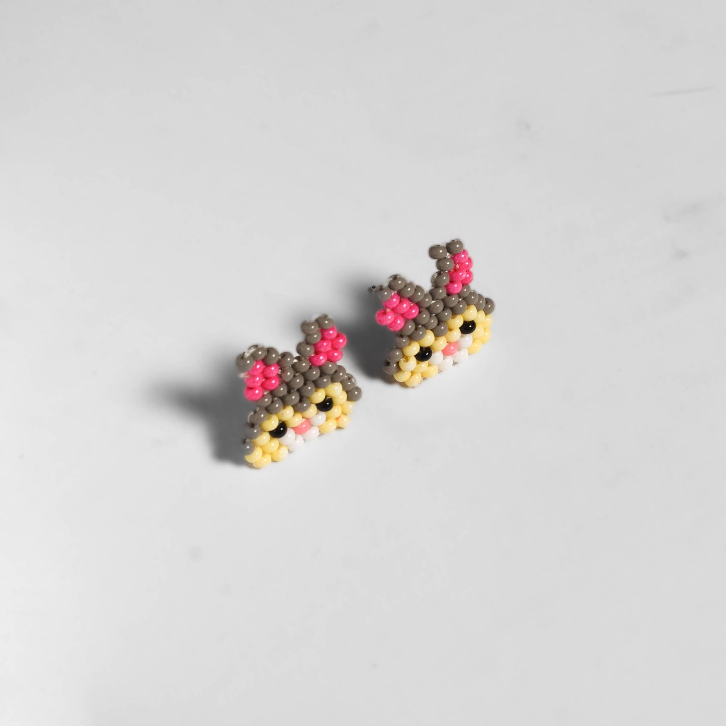 Safari Seed Bead Animal Earrings - Mexico: Bunny