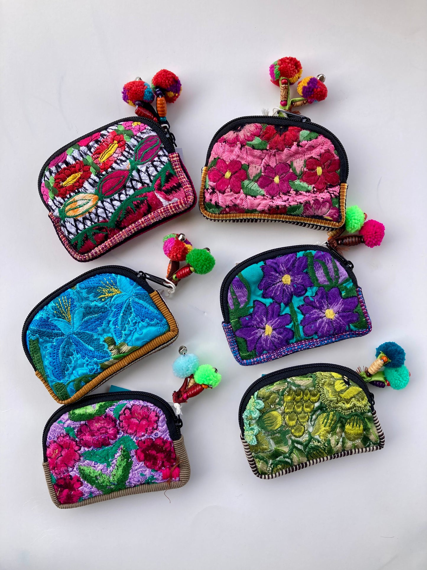 Up-cycled Half Moon Huipil Cosmetic Bag - Guatemala: Small