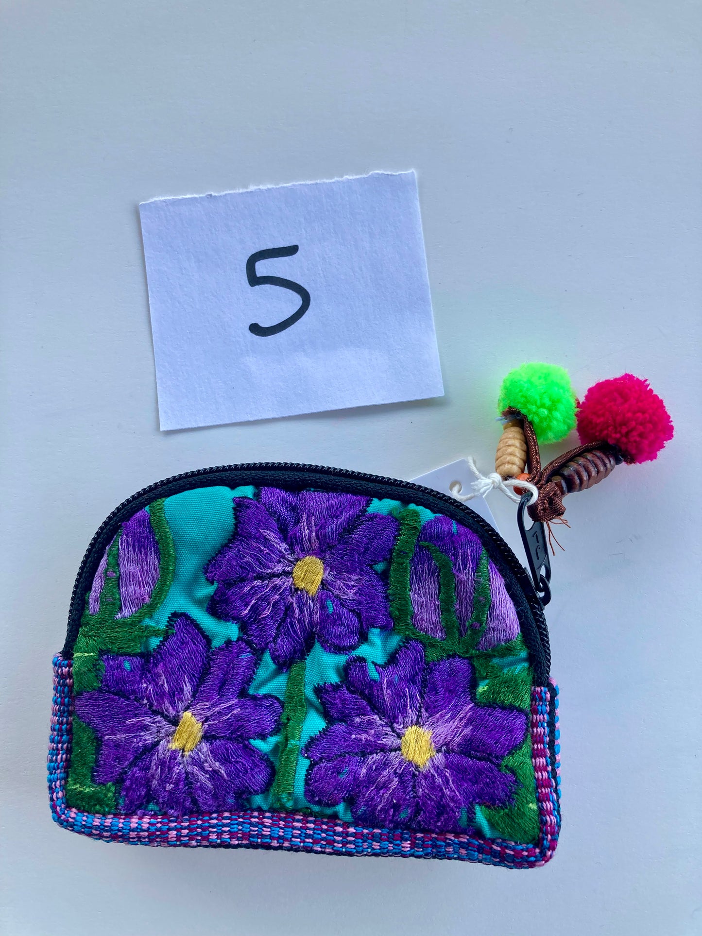 Up-cycled Half Moon Huipil Cosmetic Bag - Guatemala: Small