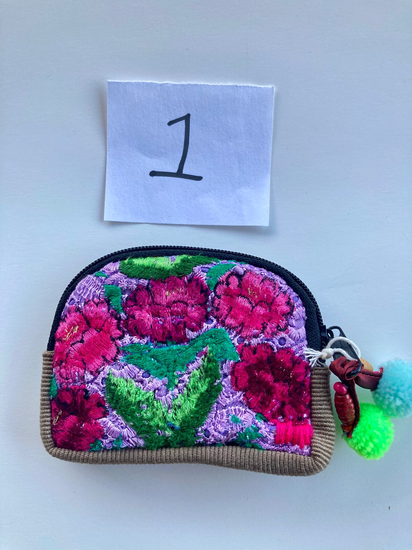 Up-cycled Half Moon Huipil Cosmetic Bag - Guatemala: Small