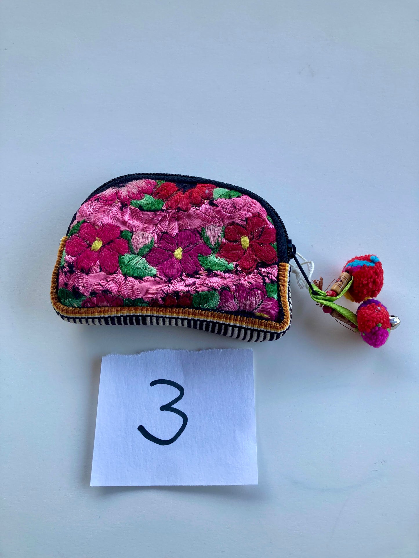 Up-cycled Half Moon Huipil Cosmetic Bag - Guatemala: Small