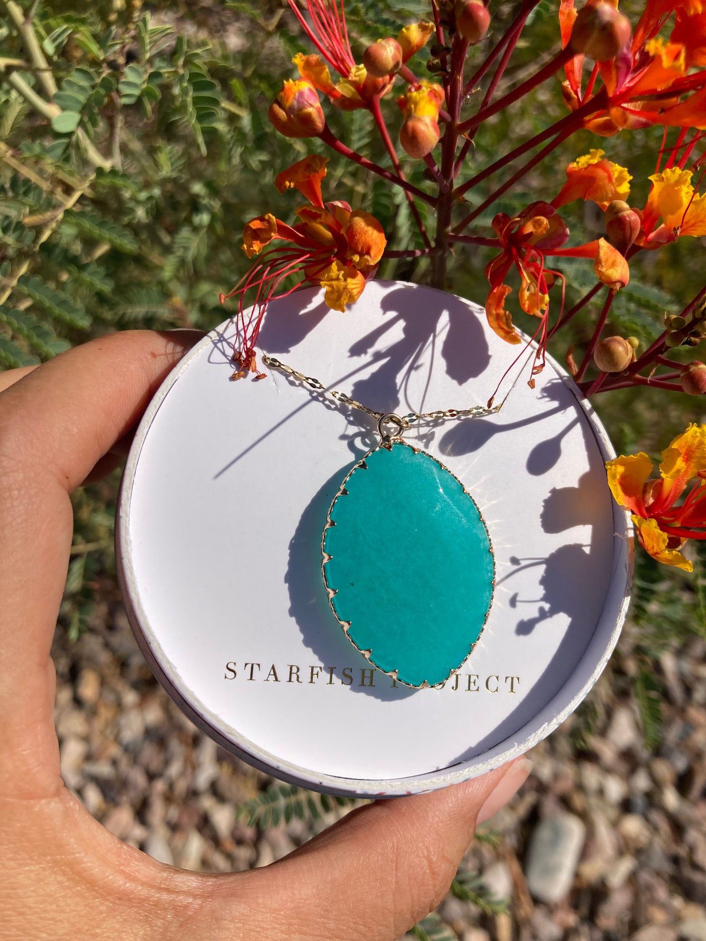 Radiant Light Crystal Necklace in Aqua