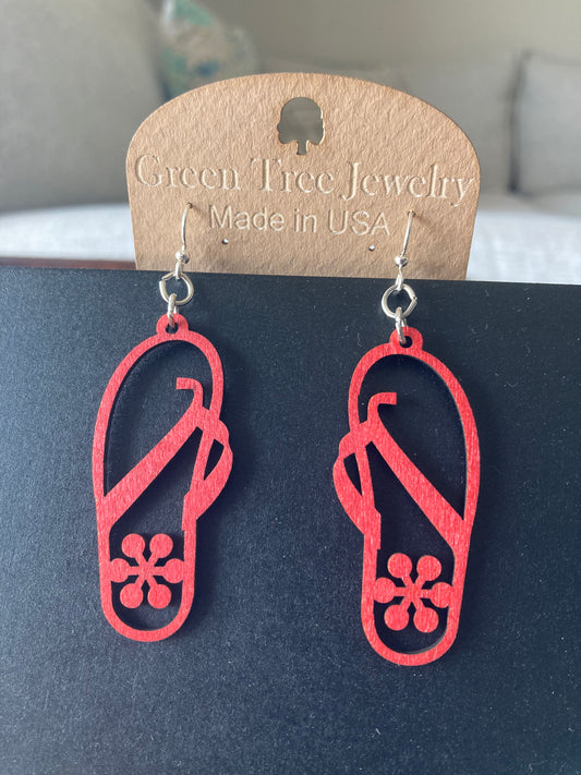 Flip Flop Earrings: Cherry Red
