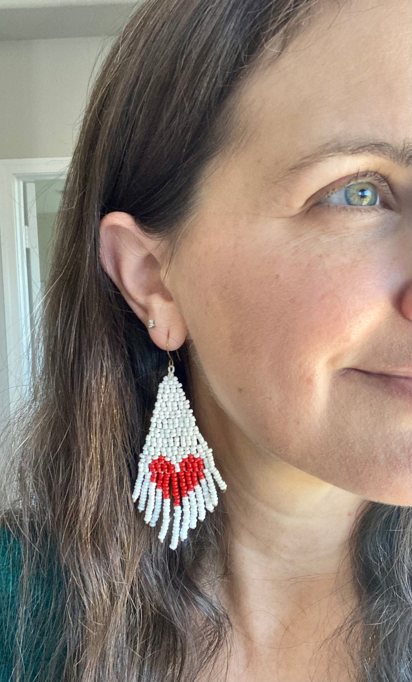Heartfelt Heart White Seed Bead Earrings - Thailand