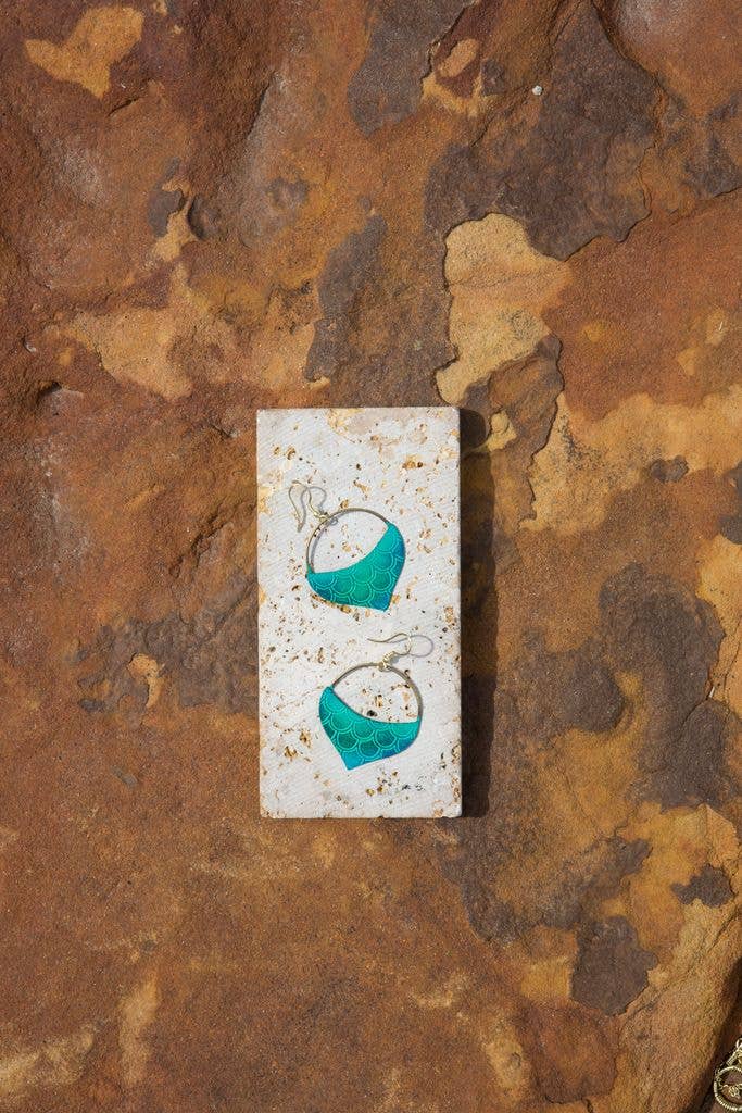 Jaladhi Mermaid Teal Drop Earrings