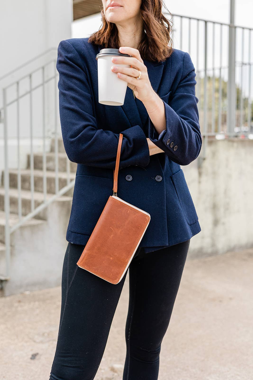 Zipper Leather Wallet Wristlet