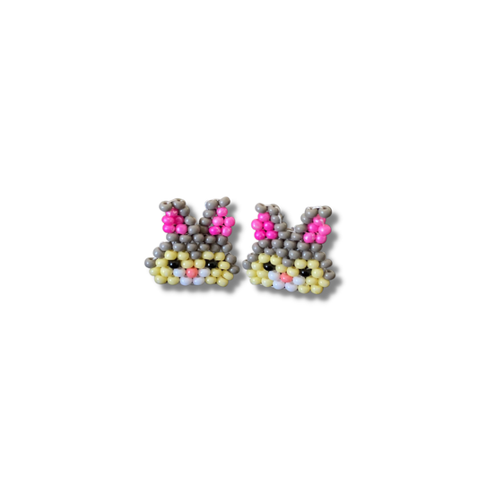 Safari Seed Bead Animal Earrings - Mexico: Bunny