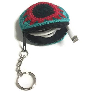 Earbud Round Crochet Coin Purse | Keychain - Guatemala