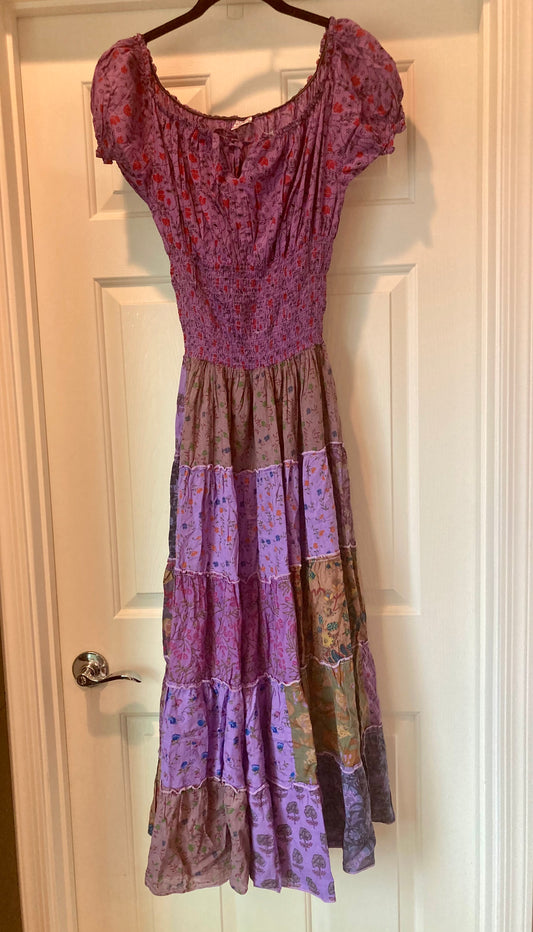 Little Wing Multi-Tiered Corset Style Long Patchwork Dress