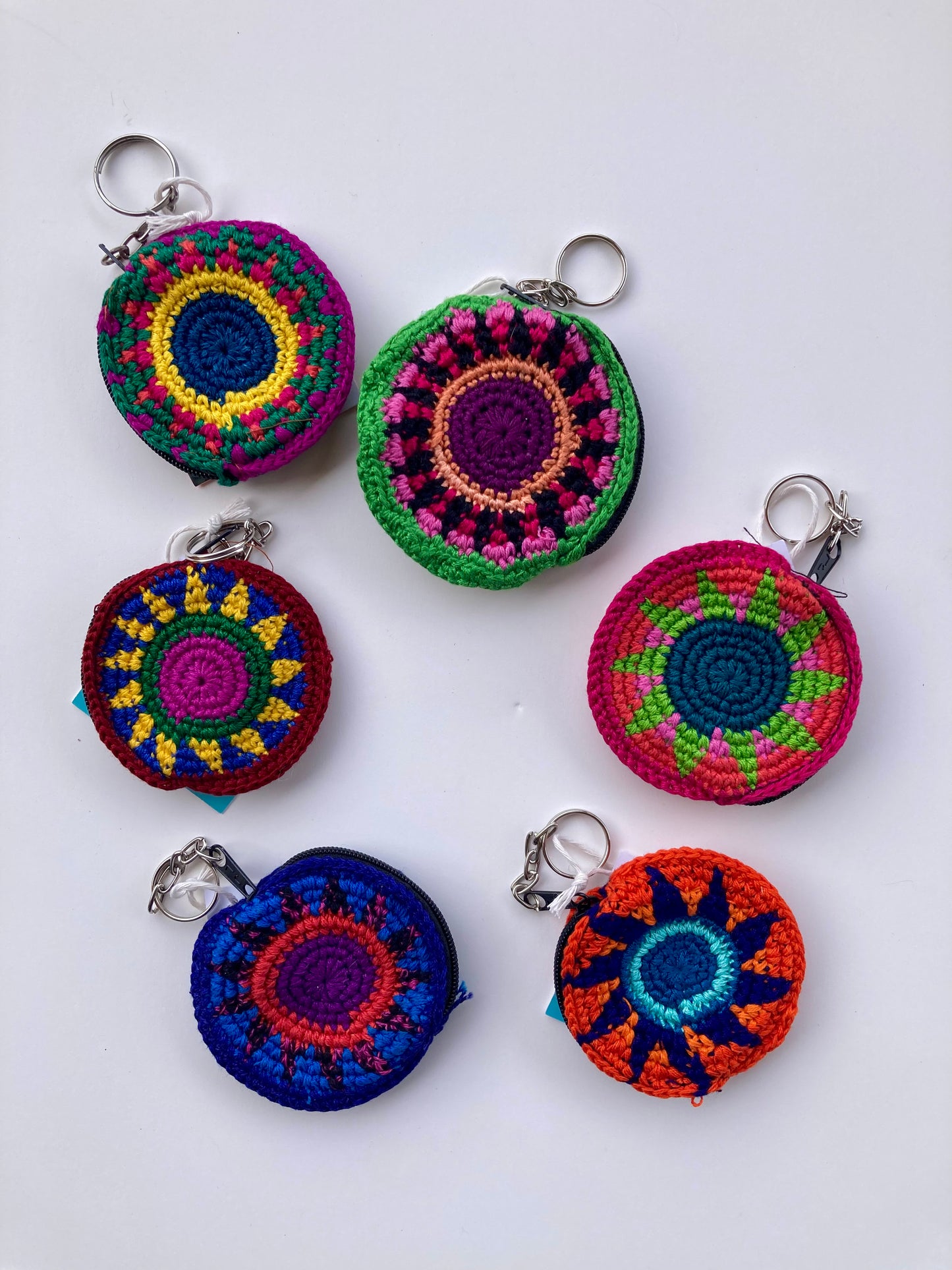 Earbud Round Crochet Coin Purse | Keychain - Guatemala