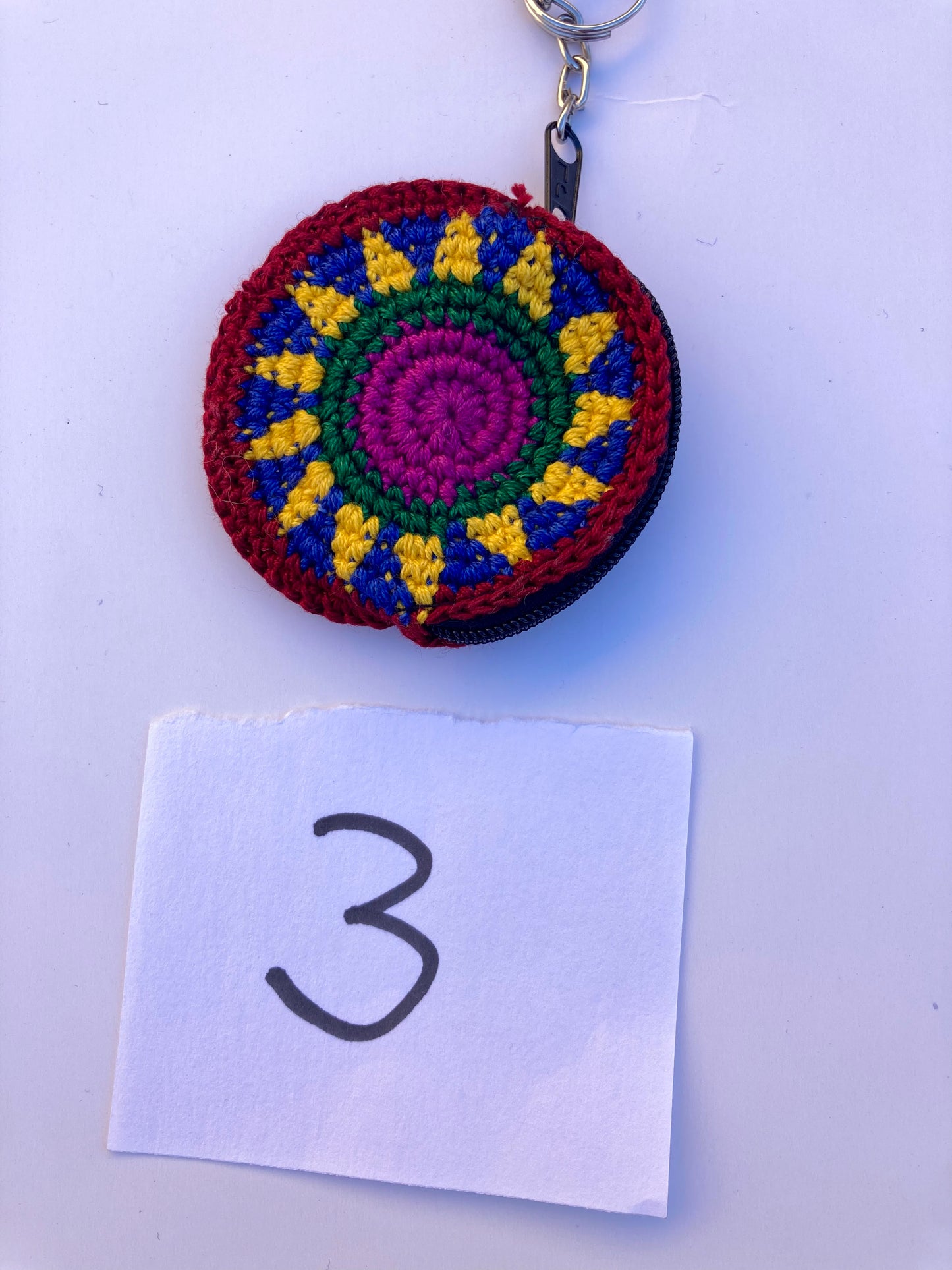 Earbud Round Crochet Coin Purse | Keychain - Guatemala