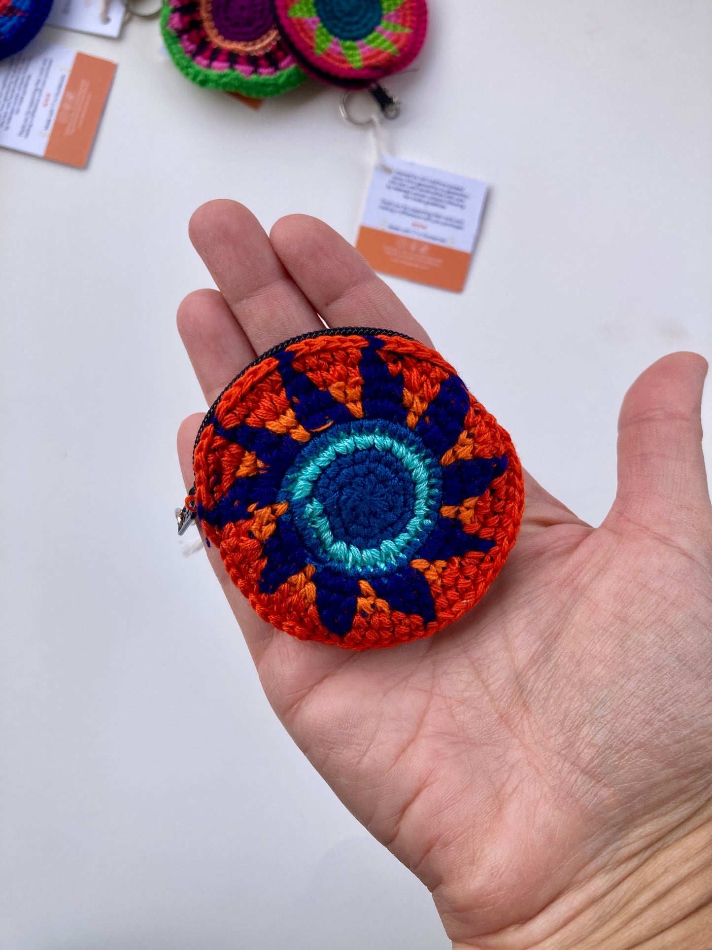 Earbud Round Crochet Coin Purse | Keychain - Guatemala