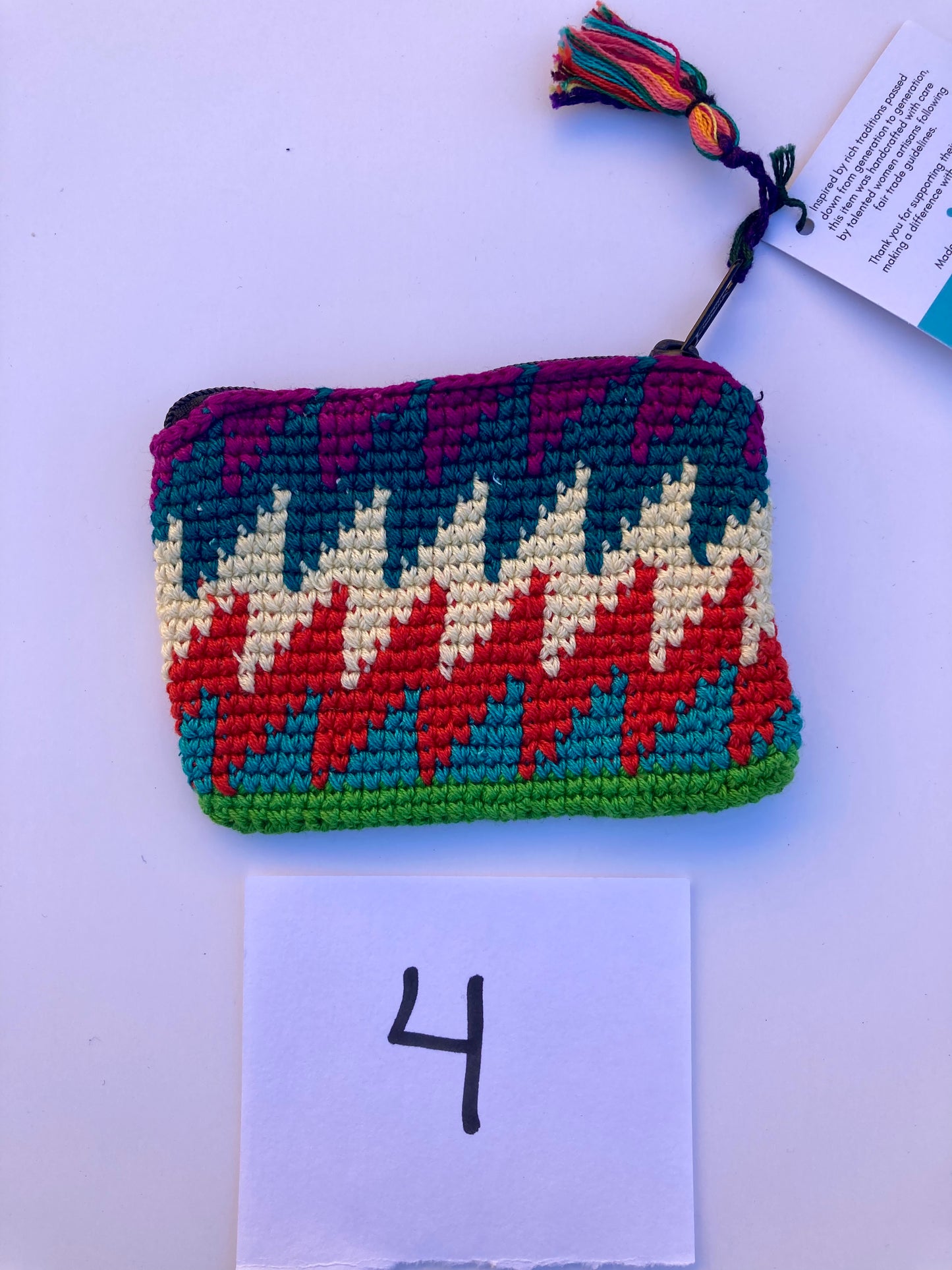 Crochet Multicolor Coin Purse with Tassel - Guatemala