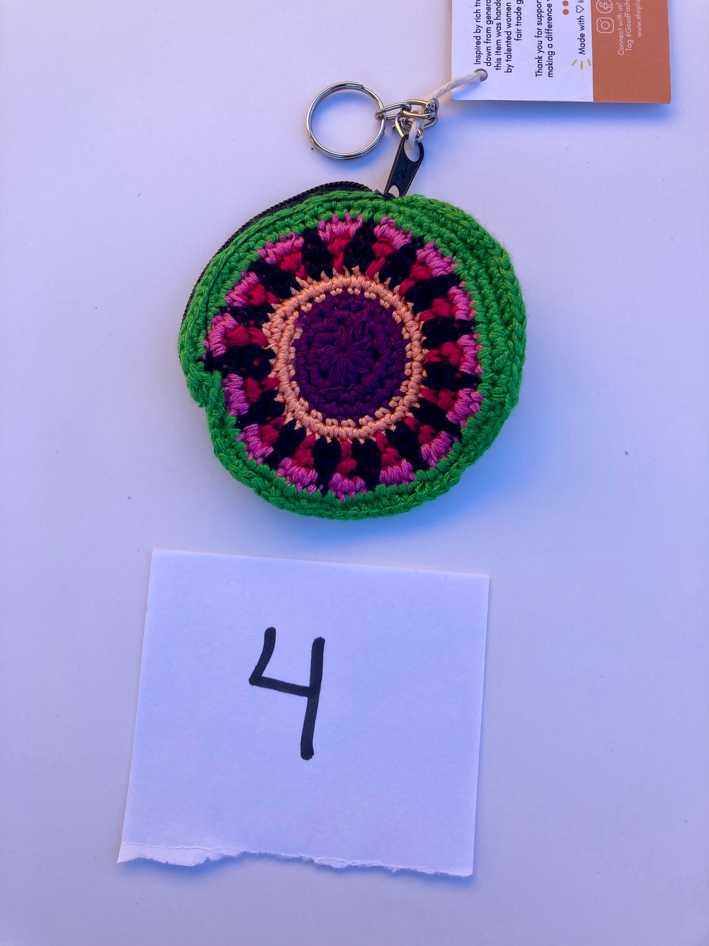 Earbud Round Crochet Coin Purse | Keychain - Guatemala