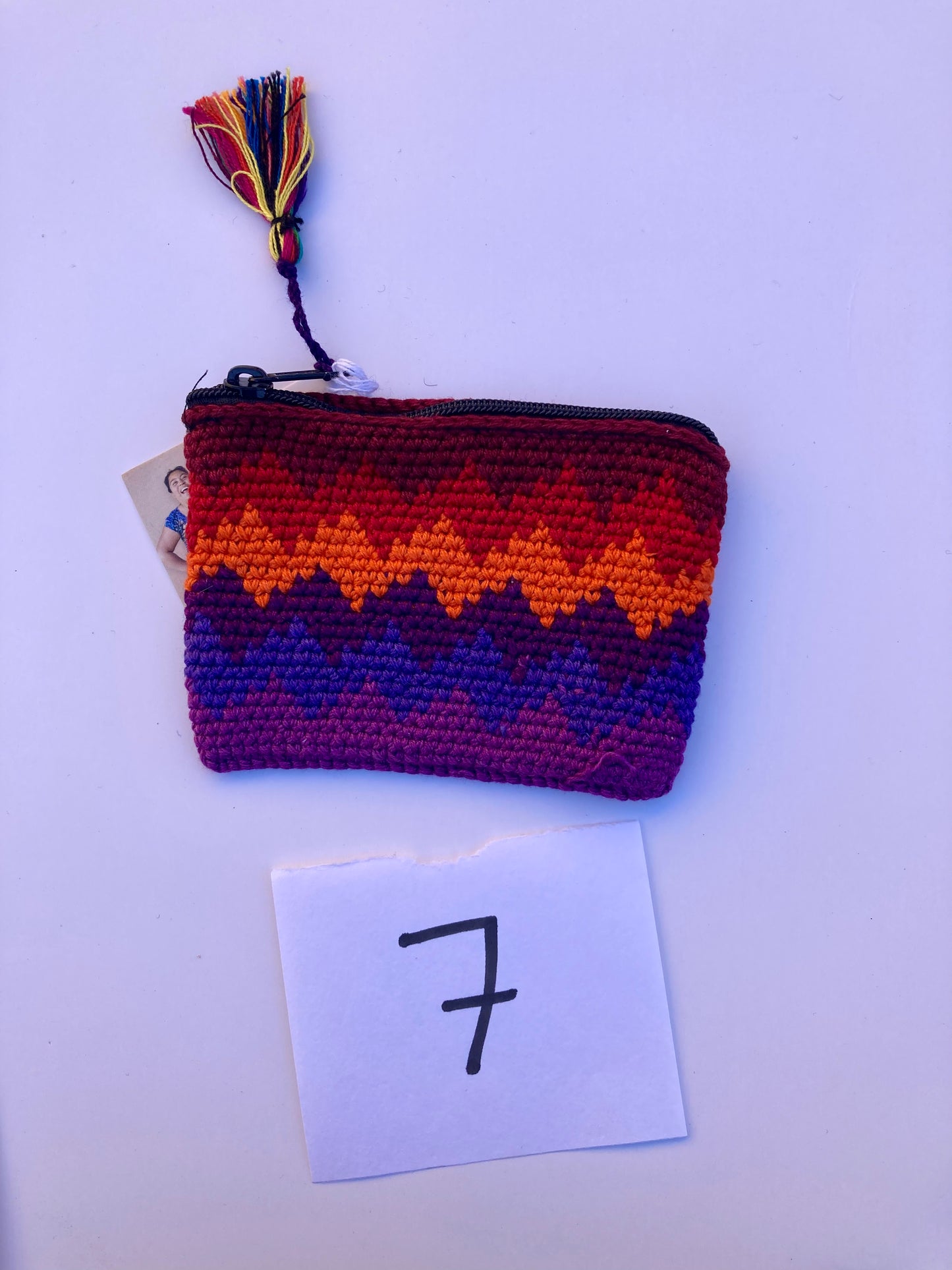 Crochet Multicolor Coin Purse with Tassel - Guatemala