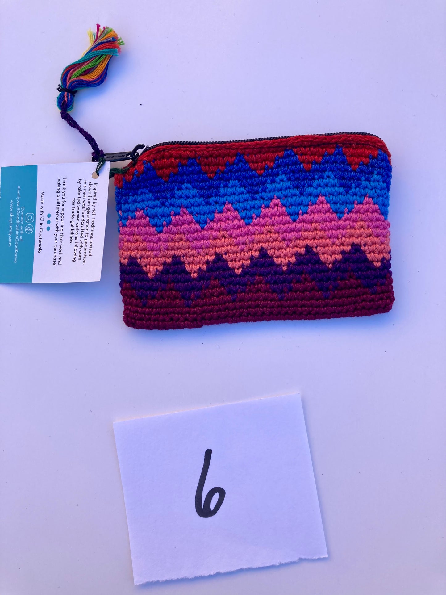 Crochet Multicolor Coin Purse with Tassel - Guatemala