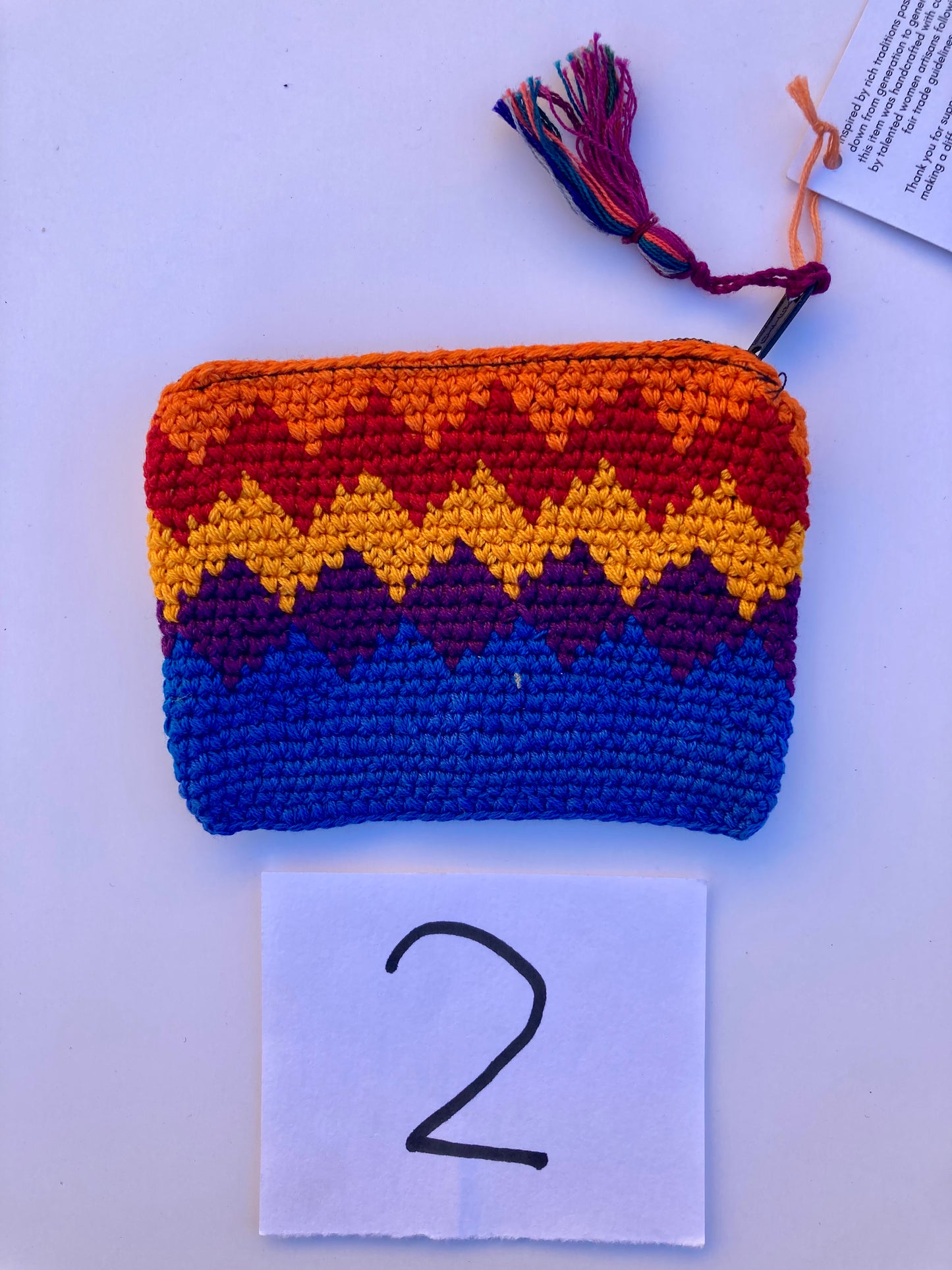 Crochet Multicolor Coin Purse with Tassel - Guatemala