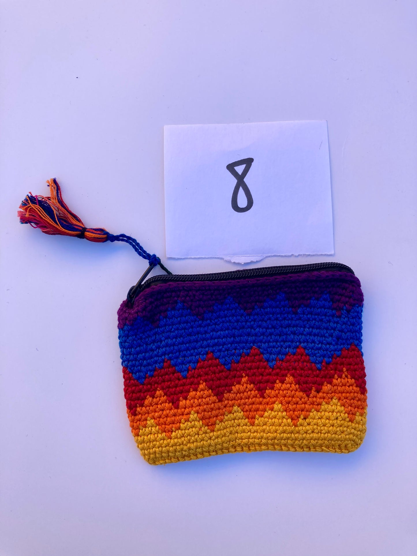 Crochet Multicolor Coin Purse with Tassel - Guatemala