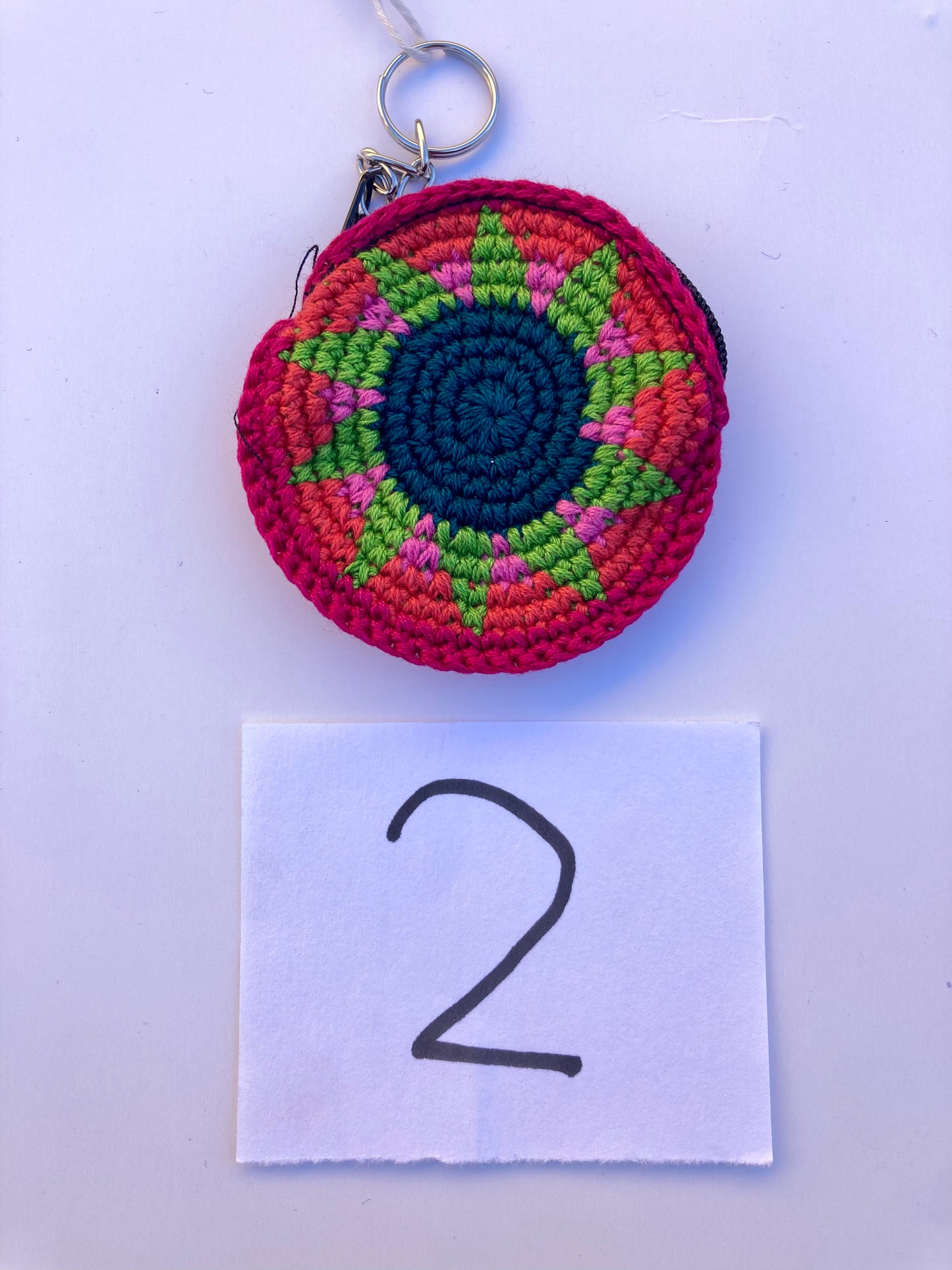 Earbud Round Crochet Coin Purse | Keychain - Guatemala