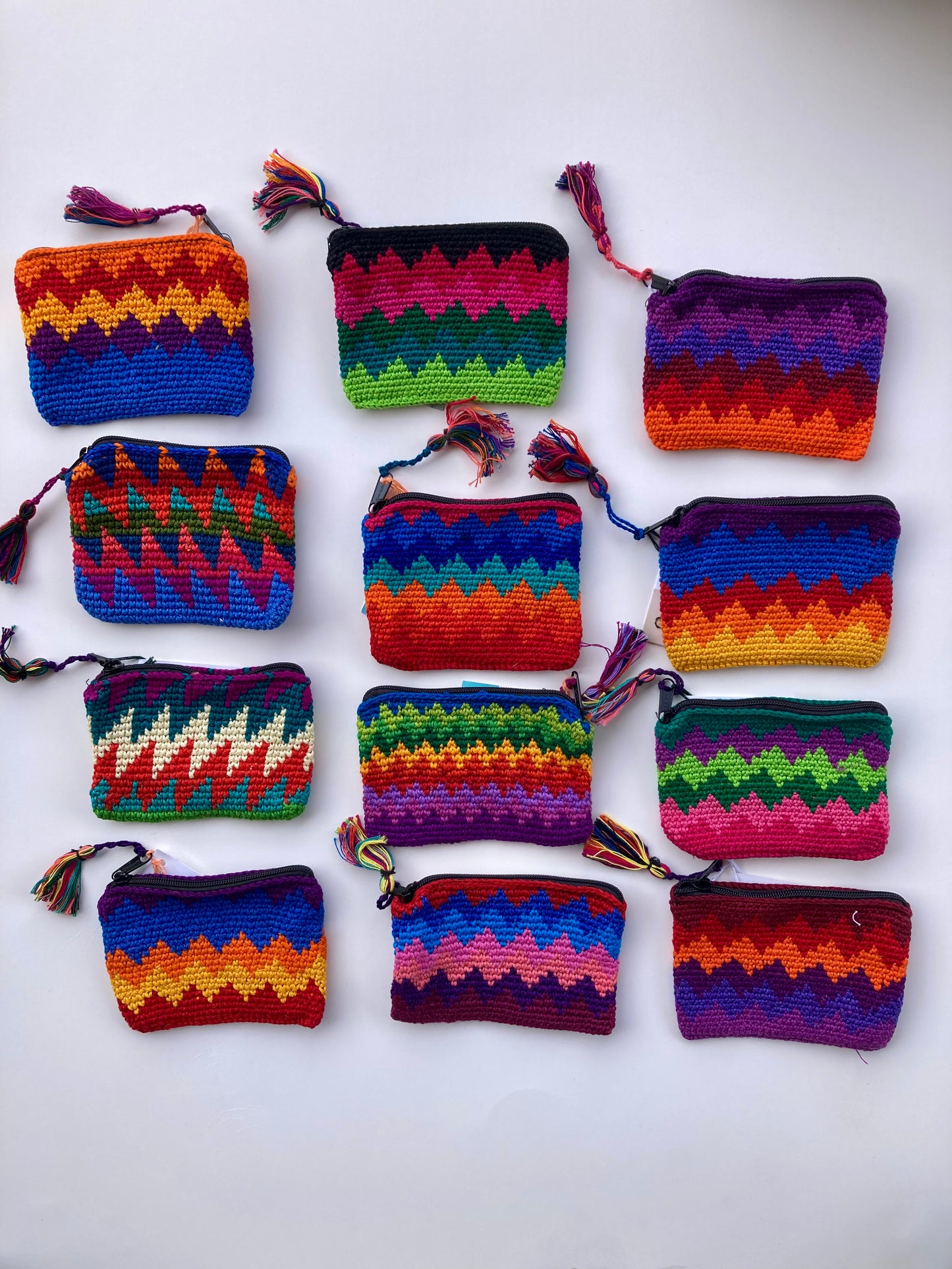 Crochet Multicolor Coin Purse with Tassel - Guatemala