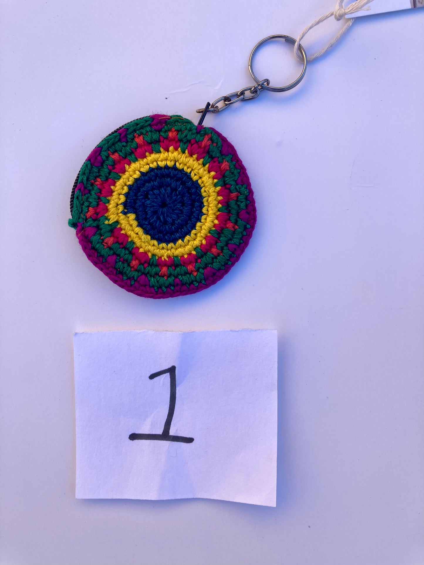 Earbud Round Crochet Coin Purse | Keychain - Guatemala