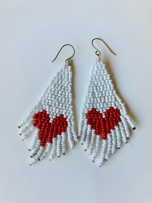 Heartfelt Heart White Seed Bead Earrings - Thailand