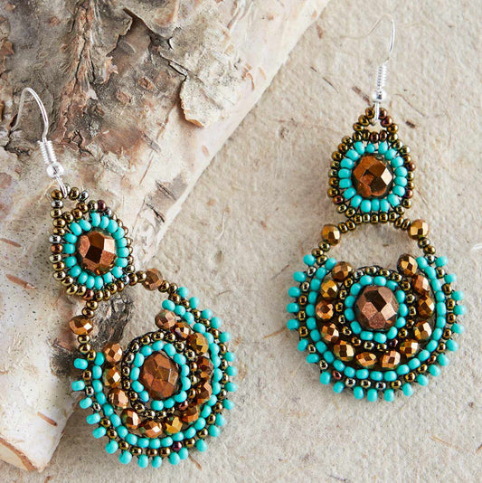 Chloe Seed Bead Earrings - Guatemala: Turquoise