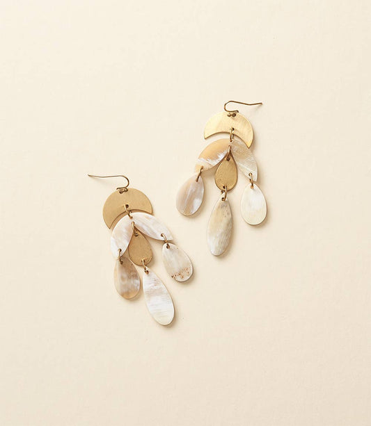 Madhu Teardrop Chandelier Earrings - Carved Horn