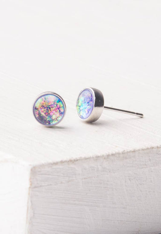 Lora Lavender & Silver Stud Earrings