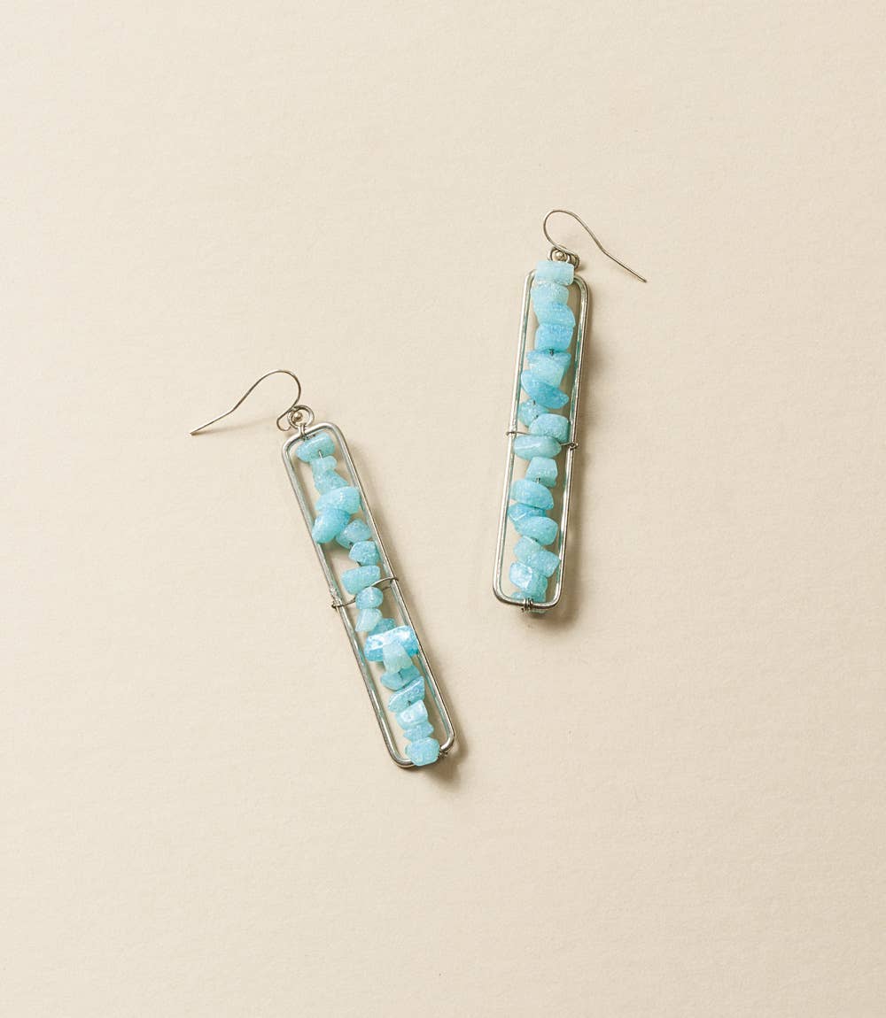 Rajiyah Amazonite Beaded Bar Drop Earrings